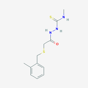 molecular formula C12H17N3OS2 B4853170 N-methyl-2-{[(2-methylbenzyl)thio]acetyl}hydrazinecarbothioamide 