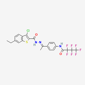 molecular formula C23H17ClF7N3O2S B4853203 N-(4-{N-[(3-chloro-6-ethyl-1-benzothien-2-yl)carbonyl]ethanehydrazonoyl}phenyl)-2,2,3,3,4,4,4-heptafluorobutanamide 