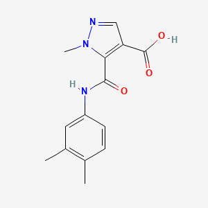 molecular formula C14H15N3O3 B4853214 5-{[(3,4-dimethylphenyl)amino]carbonyl}-1-methyl-1H-pyrazole-4-carboxylic acid 