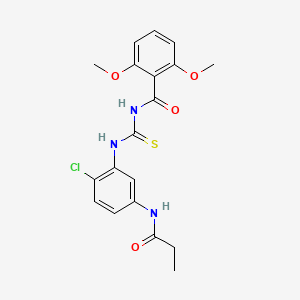 molecular formula C19H20ClN3O4S B4853231 N-({[2-chloro-5-(propionylamino)phenyl]amino}carbonothioyl)-2,6-dimethoxybenzamide 