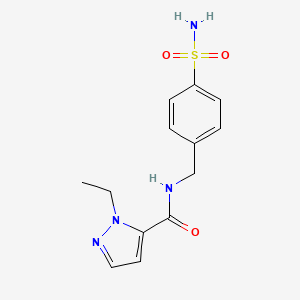 molecular formula C13H16N4O3S B4853258 N-[4-(aminosulfonyl)benzyl]-1-ethyl-1H-pyrazole-5-carboxamide 