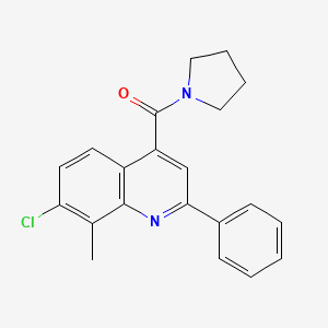 molecular formula C21H19ClN2O B4853276 7-chloro-8-methyl-2-phenyl-4-(1-pyrrolidinylcarbonyl)quinoline 