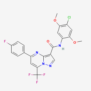 molecular formula C22H15ClF4N4O3 B4853297 N-(4-chloro-2,5-dimethoxyphenyl)-5-(4-fluorophenyl)-7-(trifluoromethyl)pyrazolo[1,5-a]pyrimidine-3-carboxamide 