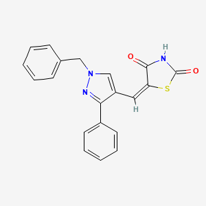 molecular formula C20H15N3O2S B4853317 5-[(1-benzyl-3-phenyl-1H-pyrazol-4-yl)methylene]-1,3-thiazolidine-2,4-dione 