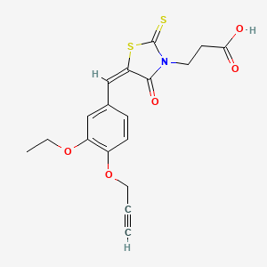 molecular formula C18H17NO5S2 B4853325 3-{5-[3-ethoxy-4-(2-propyn-1-yloxy)benzylidene]-4-oxo-2-thioxo-1,3-thiazolidin-3-yl}propanoic acid 