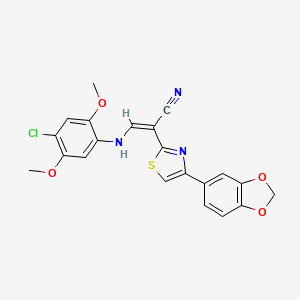 molecular formula C21H16ClN3O4S B4853330 2-[4-(1,3-benzodioxol-5-yl)-1,3-thiazol-2-yl]-3-[(4-chloro-2,5-dimethoxyphenyl)amino]acrylonitrile 