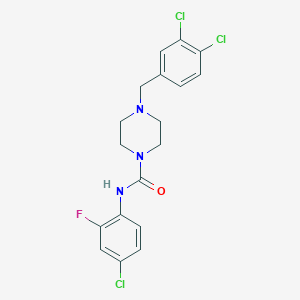 molecular formula C18H17Cl3FN3O B4853393 N-(4-chloro-2-fluorophenyl)-4-(3,4-dichlorobenzyl)-1-piperazinecarboxamide 