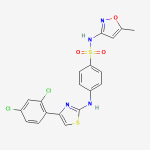 molecular formula C19H14Cl2N4O3S2 B4853431 4-{[4-(2,4-dichlorophenyl)-1,3-thiazol-2-yl]amino}-N-(5-methyl-3-isoxazolyl)benzenesulfonamide 