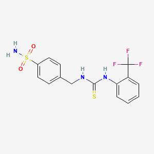molecular formula C15H14F3N3O2S2 B4853478 4-{[({[2-(trifluoromethyl)phenyl]amino}carbonothioyl)amino]methyl}benzenesulfonamide 