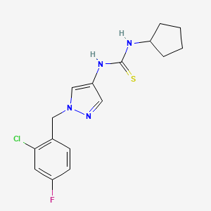 molecular formula C16H18ClFN4S B4853538 N-[1-(2-chloro-4-fluorobenzyl)-1H-pyrazol-4-yl]-N'-cyclopentylthiourea 