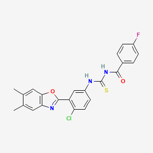 molecular formula C23H17ClFN3O2S B4853622 N-({[4-chloro-3-(5,6-dimethyl-1,3-benzoxazol-2-yl)phenyl]amino}carbonothioyl)-4-fluorobenzamide 