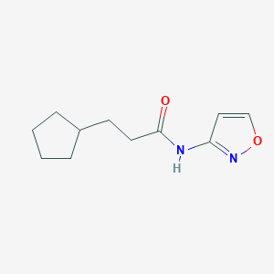 molecular formula C11H16N2O2 B4853663 3-cyclopentyl-N-3-isoxazolylpropanamide 