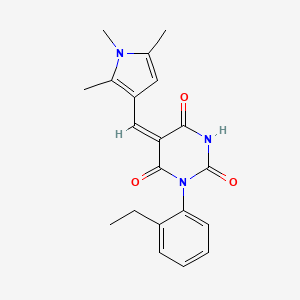 molecular formula C20H21N3O3 B4853690 1-(2-ethylphenyl)-5-[(1,2,5-trimethyl-1H-pyrrol-3-yl)methylene]-2,4,6(1H,3H,5H)-pyrimidinetrione 