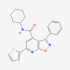 molecular formula C23H21N3O2S B4853700 N-cyclohexyl-3-phenyl-6-(2-thienyl)isoxazolo[5,4-b]pyridine-4-carboxamide 