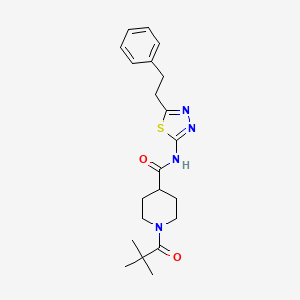 molecular formula C21H28N4O2S B4853702 1-(2,2-dimethylpropanoyl)-N-[5-(2-phenylethyl)-1,3,4-thiadiazol-2-yl]-4-piperidinecarboxamide 