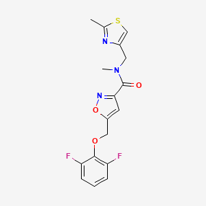 molecular formula C17H15F2N3O3S B4853718 5-[(2,6-difluorophenoxy)methyl]-N-methyl-N-[(2-methyl-1,3-thiazol-4-yl)methyl]-3-isoxazolecarboxamide 