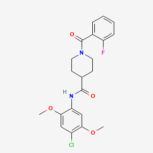 molecular formula C21H22ClFN2O4 B4853727 N-(4-chloro-2,5-dimethoxyphenyl)-1-(2-fluorobenzoyl)-4-piperidinecarboxamide 