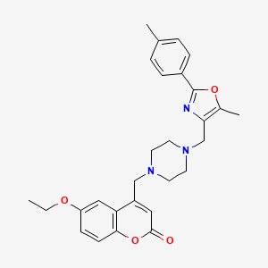 molecular formula C28H31N3O4 B4853761 6-ethoxy-4-[(4-{[5-methyl-2-(4-methylphenyl)-1,3-oxazol-4-yl]methyl}-1-piperazinyl)methyl]-2H-chromen-2-one 