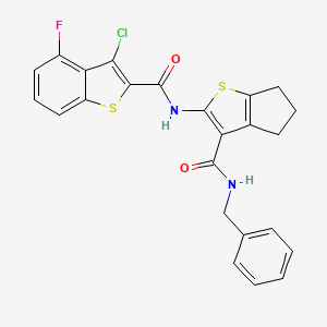 molecular formula C24H18ClFN2O2S2 B4853800 N-{3-[(benzylamino)carbonyl]-5,6-dihydro-4H-cyclopenta[b]thien-2-yl}-3-chloro-4-fluoro-1-benzothiophene-2-carboxamide 