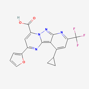 molecular formula C18H11F3N4O3 B4853826 10-cyclopropyl-2-(2-furyl)-8-(trifluoromethyl)pyrido[2',3':3,4]pyrazolo[1,5-a]pyrimidine-4-carboxylic acid 