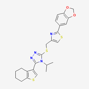 molecular formula C24H24N4O2S3 B4853848 3-({[2-(1,3-benzodioxol-5-yl)-1,3-thiazol-4-yl]methyl}thio)-4-isopropyl-5-(4,5,6,7-tetrahydro-1-benzothien-3-yl)-4H-1,2,4-triazole 