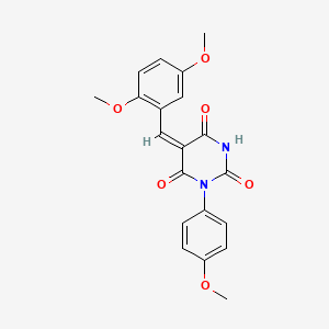 molecular formula C20H18N2O6 B4853876 5-(2,5-dimethoxybenzylidene)-1-(4-methoxyphenyl)-2,4,6(1H,3H,5H)-pyrimidinetrione 