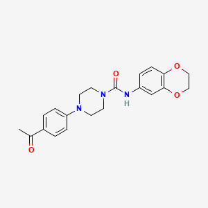 molecular formula C21H23N3O4 B4853937 4-(4-acetylphenyl)-N-(2,3-dihydro-1,4-benzodioxin-6-yl)-1-piperazinecarboxamide 
