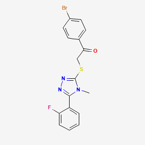 molecular formula C17H13BrFN3OS B4853958 1-(4-bromophenyl)-2-{[5-(2-fluorophenyl)-4-methyl-4H-1,2,4-triazol-3-yl]thio}ethanone 