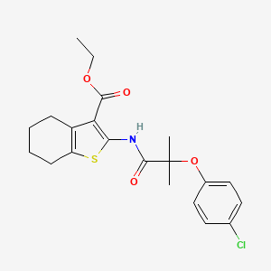 molecular formula C21H24ClNO4S B4853968 ethyl 2-{[2-(4-chlorophenoxy)-2-methylpropanoyl]amino}-4,5,6,7-tetrahydro-1-benzothiophene-3-carboxylate 
