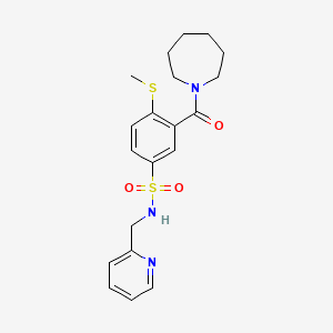 molecular formula C20H25N3O3S2 B4853982 3-(1-azepanylcarbonyl)-4-(methylthio)-N-(2-pyridinylmethyl)benzenesulfonamide 