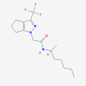 molecular formula C16H24F3N3O B4854012 N-(1-methylhexyl)-2-[3-(trifluoromethyl)-5,6-dihydrocyclopenta[c]pyrazol-1(4H)-yl]acetamide 
