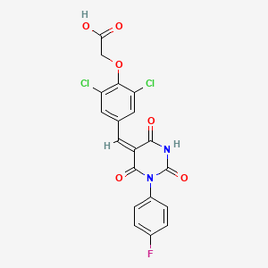 molecular formula C19H11Cl2FN2O6 B4854039 (2,6-dichloro-4-{[1-(4-fluorophenyl)-2,4,6-trioxotetrahydro-5(2H)-pyrimidinylidene]methyl}phenoxy)acetic acid 
