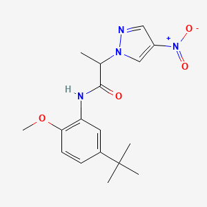 molecular formula C17H22N4O4 B4854044 N-(5-tert-butyl-2-methoxyphenyl)-2-(4-nitro-1H-pyrazol-1-yl)propanamide 