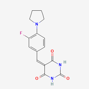 molecular formula C15H14FN3O3 B4854046 5-[3-fluoro-4-(1-pyrrolidinyl)benzylidene]-2,4,6(1H,3H,5H)-pyrimidinetrione 