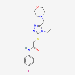molecular formula C17H22FN5O2S B4854056 2-{[4-ethyl-5-(4-morpholinylmethyl)-4H-1,2,4-triazol-3-yl]thio}-N-(4-fluorophenyl)acetamide 