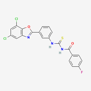 molecular formula C21H12Cl2FN3O2S B4854064 N-({[3-(5,7-dichloro-1,3-benzoxazol-2-yl)phenyl]amino}carbonothioyl)-4-fluorobenzamide 
