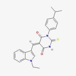 molecular formula C24H23N3O2S B4854116 5-[(1-ethyl-1H-indol-3-yl)methylene]-1-(4-isopropylphenyl)-2-thioxodihydro-4,6(1H,5H)-pyrimidinedione 