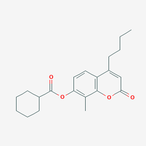 molecular formula C21H26O4 B4854144 4-butyl-8-methyl-2-oxo-2H-chromen-7-yl cyclohexanecarboxylate 
