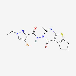 molecular formula C16H16BrN5O2S B4854190 4-bromo-1-ethyl-N-(2-methyl-4-oxo-6,7-dihydro-4H-cyclopenta[4,5]thieno[2,3-d]pyrimidin-3(5H)-yl)-1H-pyrazole-3-carboxamide 