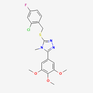 molecular formula C19H19ClFN3O3S B4854204 3-[(2-chloro-4-fluorobenzyl)thio]-4-methyl-5-(3,4,5-trimethoxyphenyl)-4H-1,2,4-triazole 