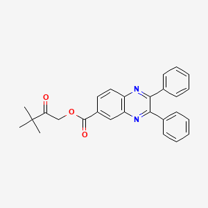 molecular formula C27H24N2O3 B4854212 3,3-dimethyl-2-oxobutyl 2,3-diphenyl-6-quinoxalinecarboxylate 