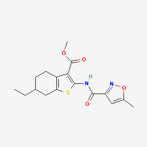 molecular formula C17H20N2O4S B4854220 methyl 6-ethyl-2-{[(5-methyl-3-isoxazolyl)carbonyl]amino}-4,5,6,7-tetrahydro-1-benzothiophene-3-carboxylate 