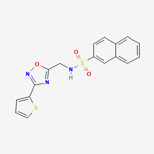 molecular formula C17H13N3O3S2 B4854226 N-{[3-(2-thienyl)-1,2,4-oxadiazol-5-yl]methyl}-2-naphthalenesulfonamide 