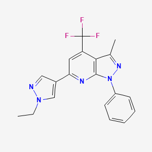 molecular formula C19H16F3N5 B4854288 6-(1-ethyl-1H-pyrazol-4-yl)-3-methyl-1-phenyl-4-(trifluoromethyl)-1H-pyrazolo[3,4-b]pyridine 