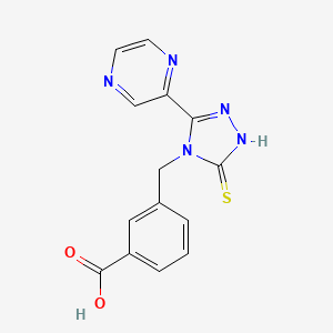 molecular formula C14H11N5O2S B4854293 3-{[3-mercapto-5-(2-pyrazinyl)-4H-1,2,4-triazol-4-yl]methyl}benzoic acid 