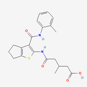 molecular formula C21H24N2O4S B4854301 3-methyl-5-[(3-{[(2-methylphenyl)amino]carbonyl}-5,6-dihydro-4H-cyclopenta[b]thien-2-yl)amino]-5-oxopentanoic acid 