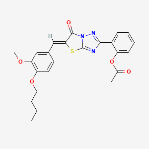 molecular formula C24H23N3O5S B4854306 2-[5-(4-butoxy-3-methoxybenzylidene)-6-oxo-5,6-dihydro[1,3]thiazolo[3,2-b][1,2,4]triazol-2-yl]phenyl acetate 
