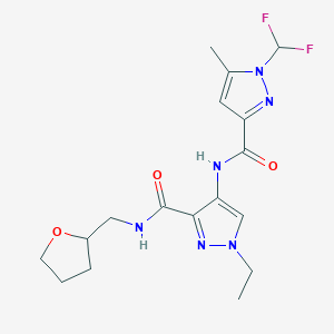 molecular formula C17H22F2N6O3 B4854333 4-({[1-(difluoromethyl)-5-methyl-1H-pyrazol-3-yl]carbonyl}amino)-1-ethyl-N-(tetrahydro-2-furanylmethyl)-1H-pyrazole-3-carboxamide 