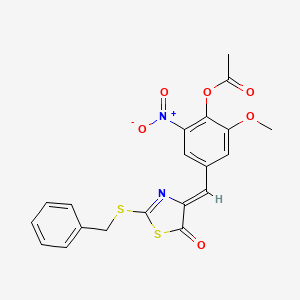 molecular formula C20H16N2O6S2 B4854356 4-{[2-(benzylthio)-5-oxo-1,3-thiazol-4(5H)-ylidene]methyl}-2-methoxy-6-nitrophenyl acetate 