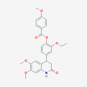 molecular formula C27H27NO7 B4854379 4-(6,7-dimethoxy-2-oxo-1,2,3,4-tetrahydro-4-quinolinyl)-2-ethoxyphenyl 4-methoxybenzoate 